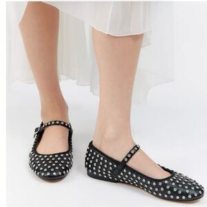 NEW Steve Madden Vinetta Rhinestone Black Mary Jane Flats - Size 10